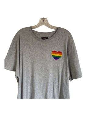 Abercrombie & Fitch Pride Capsule Flip Sequin Heart tee In Gray Size XXL